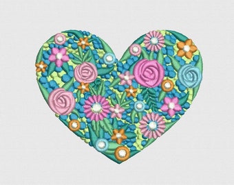 Coeur, motif de broderie Machine, 3 tailles