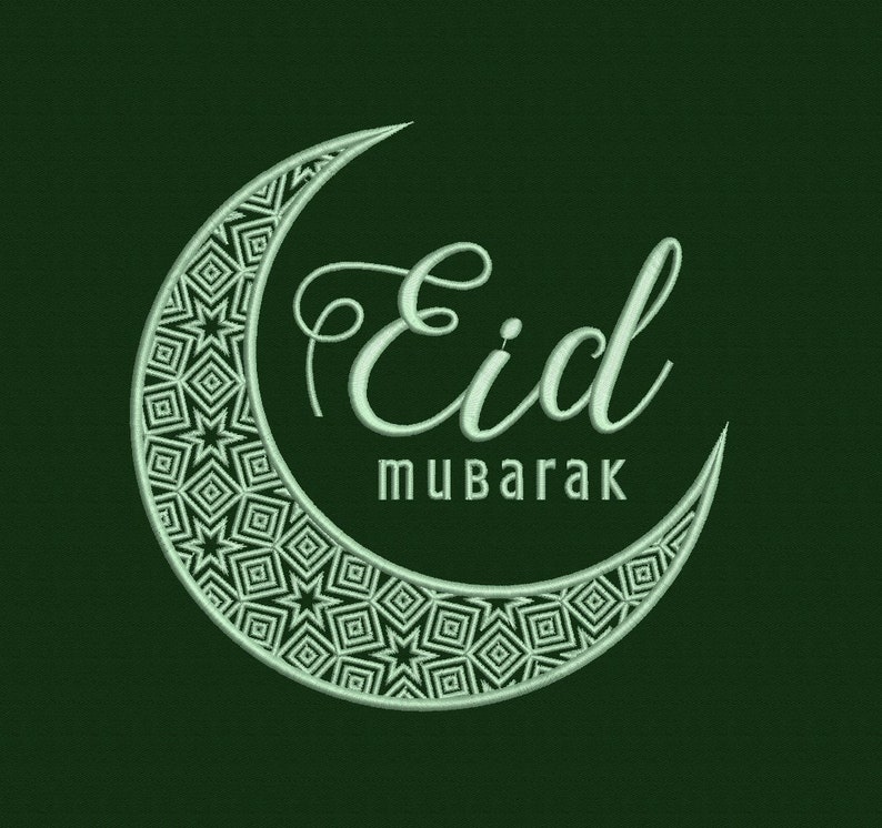Machine Embroidery Design 3 sizes Eid Mubarak
