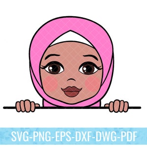 デジタル、イスラム教徒の少女、ピーカブー デザイン、覗く少女、SVG、PNG、EPS
