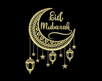 Digital, Eid Mubarak, Arabic, Calligraphy, Machine Embroidery Design, 3 sizes