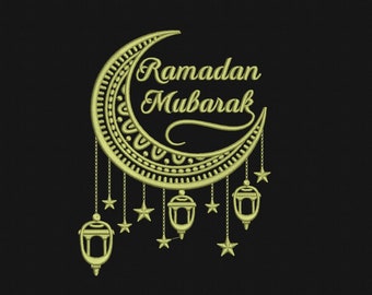 DIGITAL, Ramadan Mubarak, Arabische Kalligraphie, Maschinenstickdesign, 5 Größen