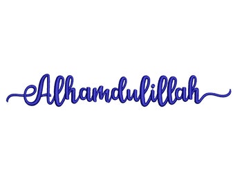 Digitale, Alhamdulillah, Arabo, Calligrafia, Lettering Design, Machine Embroidery Design, 4 taglie