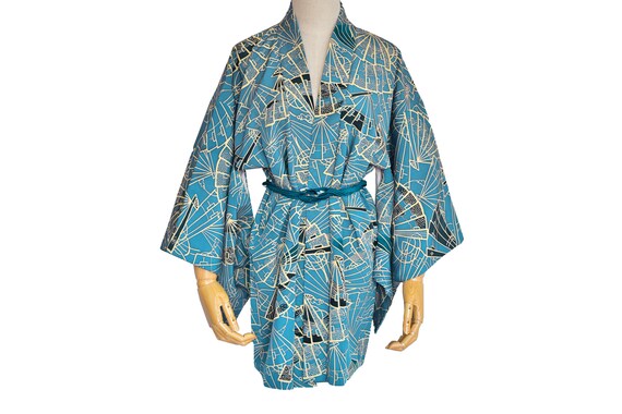 Blue Kimono,Robe,Blue Haori,Silk Robe,Blue Silk sh