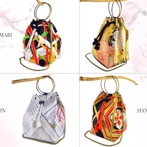 Japanese Drawstring Women Robe Party Kimono Purse Lunch Bag Pouch