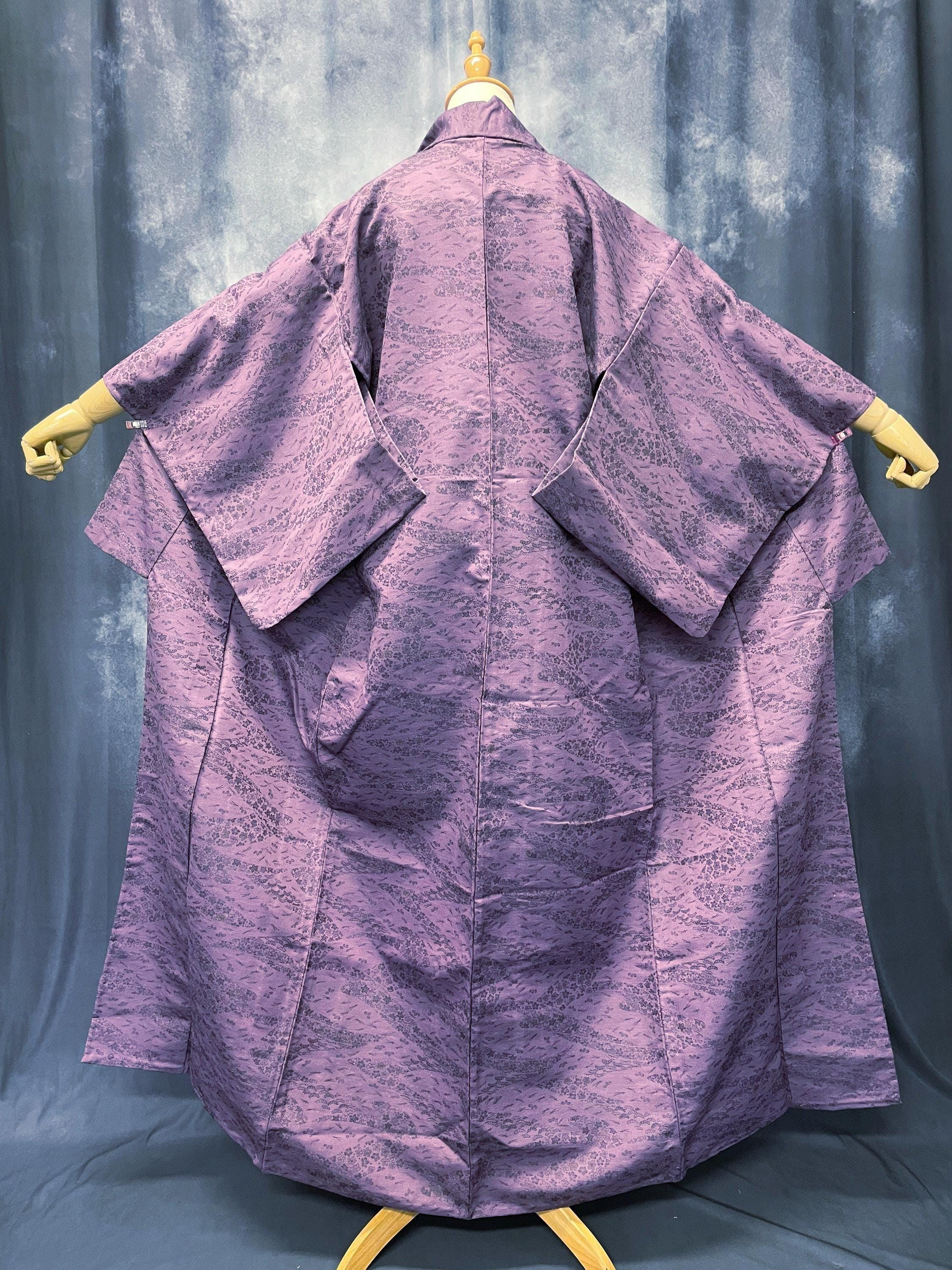 Purple Cotton Kimono,sakura Purple Kimono, Floral Kimono,japanese