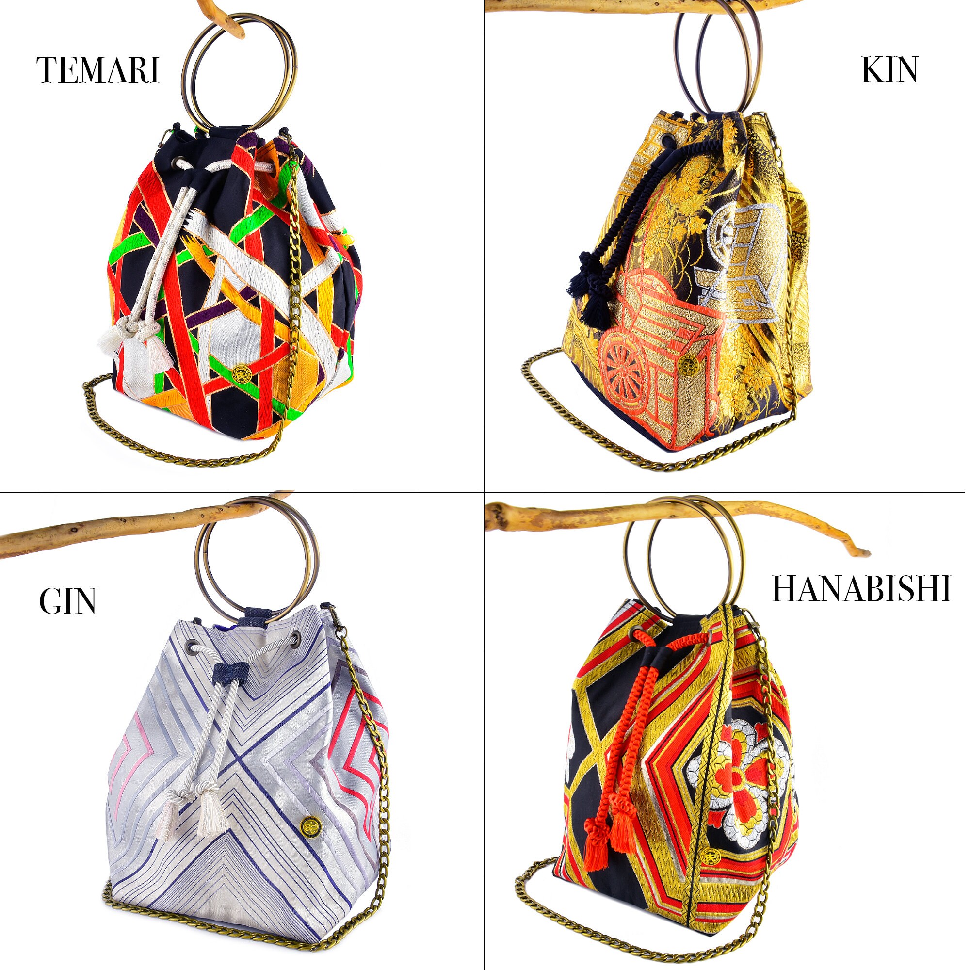 Japanese Vintage Obi Silk Embroidery Bag,red Handbag,kimono Bag,bucket