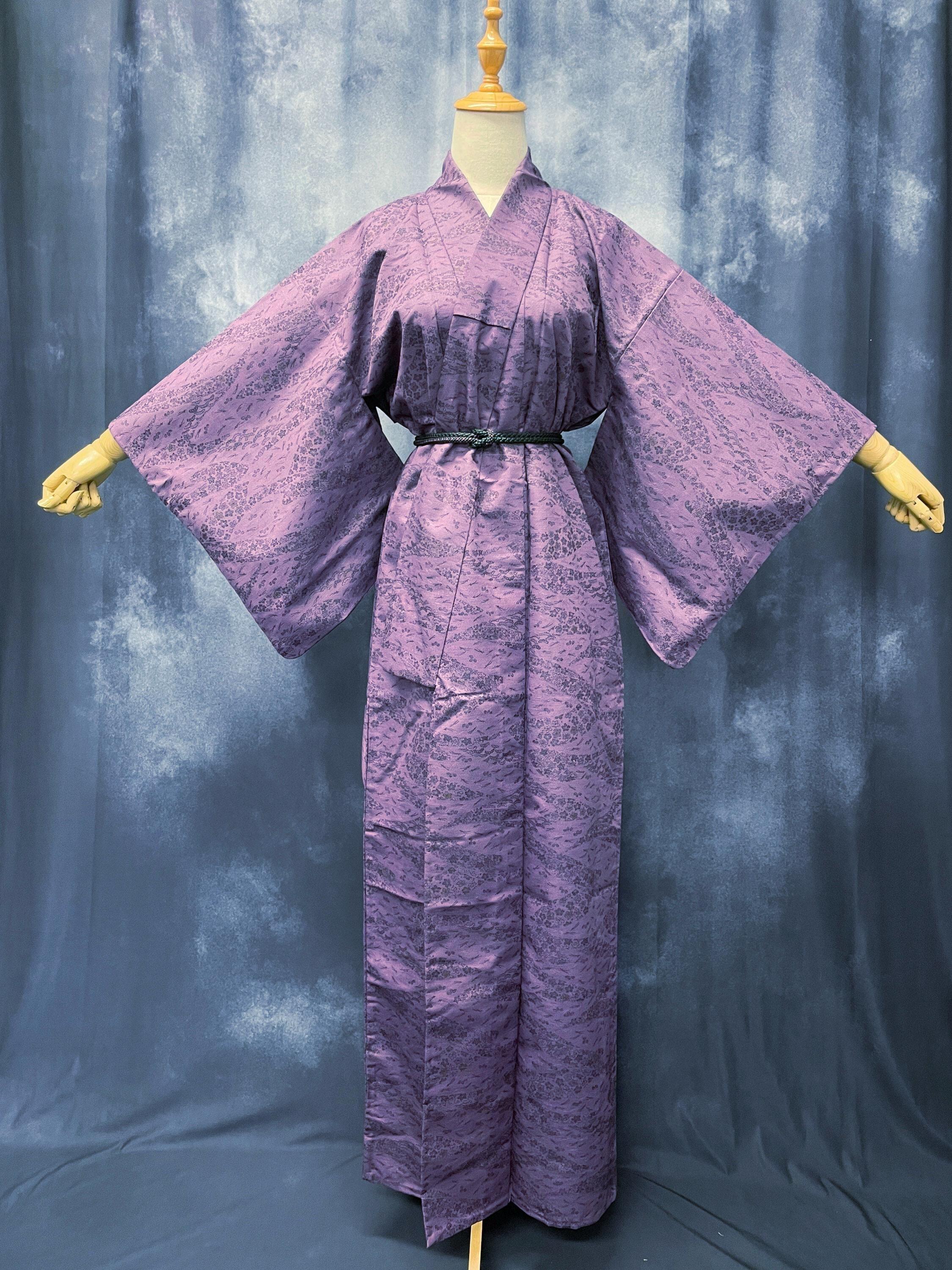 Purple Cotton Kimono,sakura Purple Kimono, Floral Kimono,japanese
