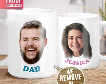 Custom face mug, custom mug, face photo mug, dad mug party gift, birthday photo mug, mug with face photo, mum mug, funny mug