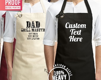 Grillmaster custom apron with name, the man, the myth, the legend apron, father's gift, APRON with pocket for men personalized WITH LOGO him