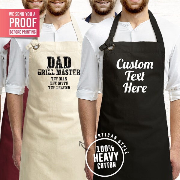Grillmaster custom apron with name, the man, the myth, the legend apron, father's gift, APRON with pocket for men personalized WITH LOGO him