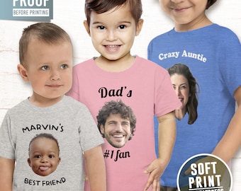 Personalized Photo Toddler Shirt, Custom Picture Tee for Kids, School Outfit Birthday Anniversary Party Gift for Boys Girls