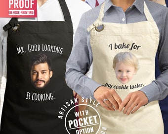 Personalized Photo Apron with Name, Custom Cooking Kitchen Apron, Mother’s Day Gift, Father’s Day Present, Home Chef Outfit
