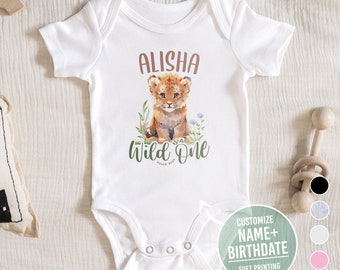 Custom baby onesie®, girl onesie® boy onesie®, wild one custom bodysuit with name, baby monkey onesie® custom name onesie® baby lion onesie®
