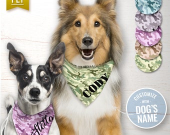 Camouflage custom Dog Bandana with name, Personalized Dog Bandana with name, Pet bandana, pet accessory, bandana for puppy, puppy bandana