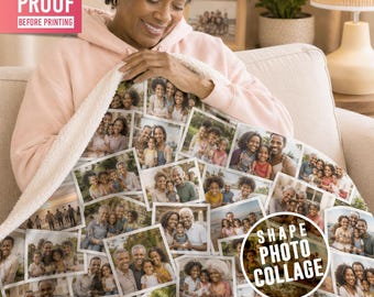 Personalized Photo Blanket for Grandma & Grandpa, Custom Family Collage Sherpa Blanket, Grandparents Gift with Grandchildren Photos