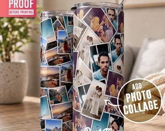 Custom Photo Collage Tumbler, Personalized Stainless Steel Travel Cup with Your Pictures, Custom Photo Tumbler