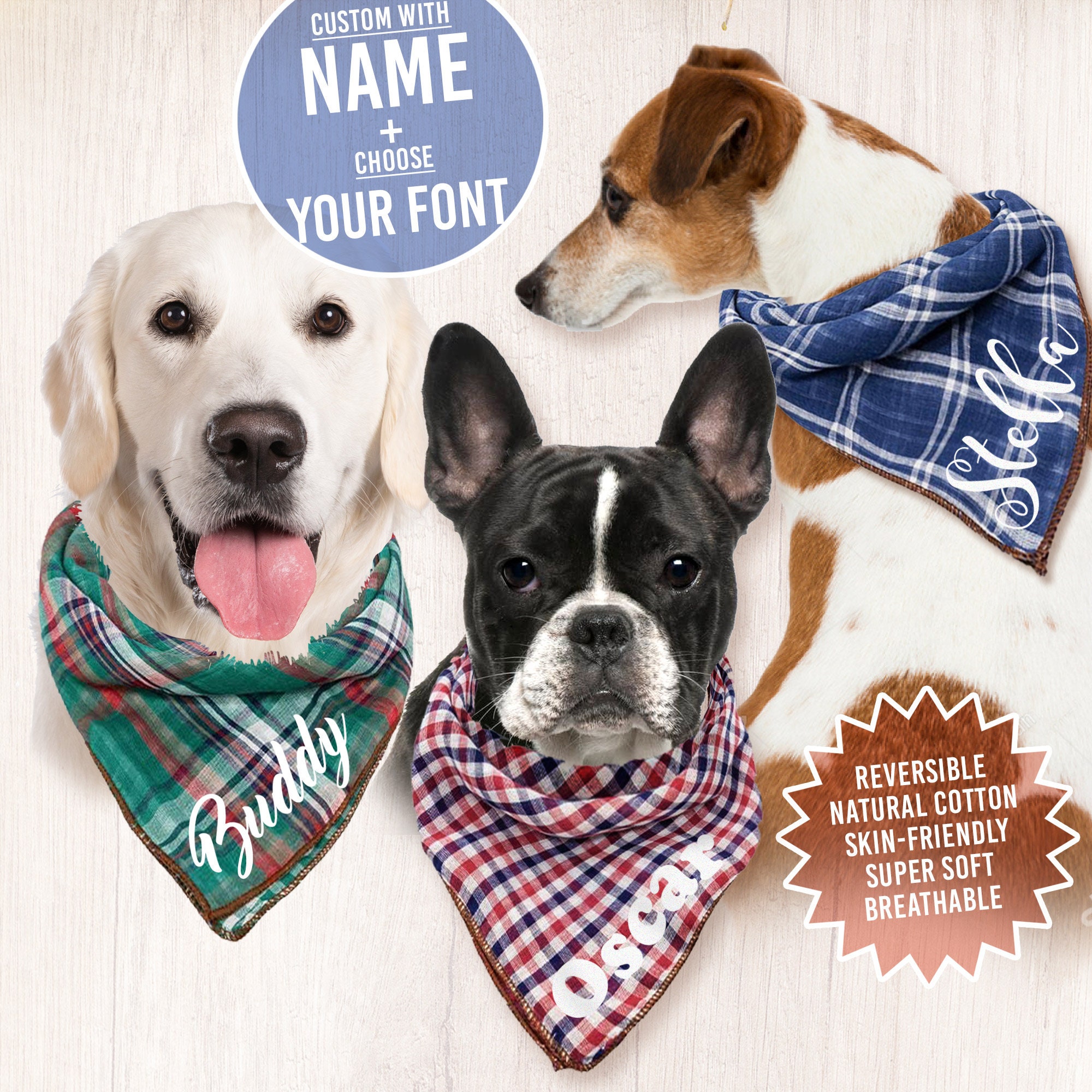 Custom Dog Bandana with name Personalized Dog Bandana with Etsy