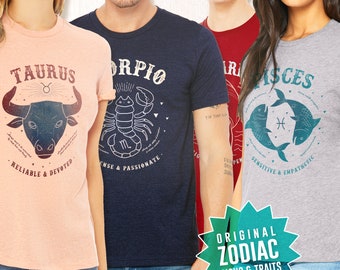 Zodiac Sign Unisex T Shirt, Astrology Horoscope Tee, USA Made Apparel, Mother’s Day Gift, Father’s Day Present, Celestial Outfit
