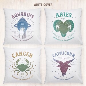 Zodiac Star cushion, zodiac sign pillow, Astrology Gift, Birthday Keepsake, Horoscope gift idea, original zodiac signs, zodiac pillow cover image 2