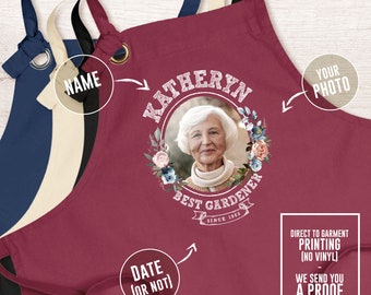 Personalized Photo Garden Apron with Pockets, Custom Gardening Apron, Mother’s Day Gift, Father’s Day Present, Outdoor Hobby Outfit