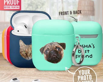 Personalized Pet Photo AirPods Case, Custom Dog Cat Earbuds Cover, Birthday Anniversary Retirement Party Gift for Pet Lovers