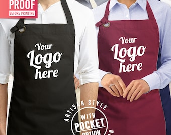 Personalized Logo Work Apron with Name, Custom Business Chef Apron, Mother’s Day Gift, Father’s Day Present, Staff Uniform Idea
