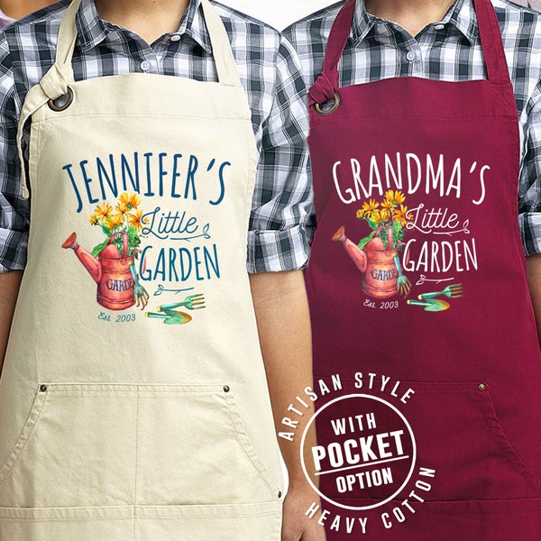 Garden Apron Garden Gift Ideas for Women, Mom, Grandma Mothers Day Gift Custom Apron with Pockets with name personalized for mom dad her/him