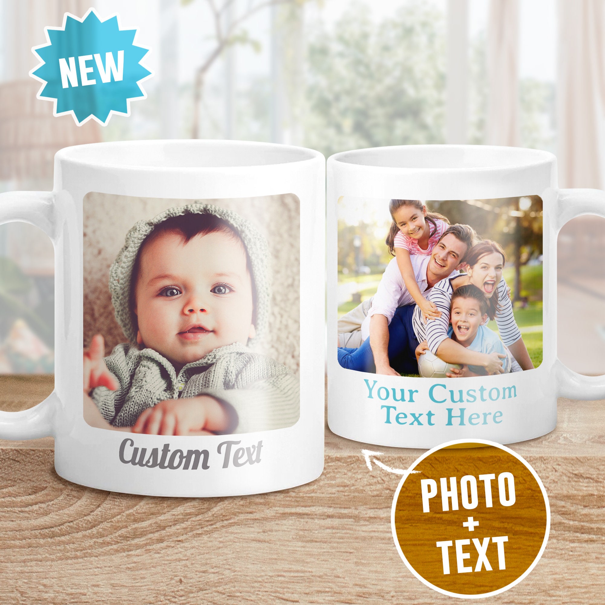  Tazas personalizadas con texto de imagen, taza de café  personalizada con regalos fotográficos para mamá, papá, amante, familia,  diseño de cerámica de 2 caras, regalo de otoño para mejores amigos, padre