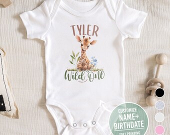 Custom baby onesie®, girl onesie® boy onesie® wild one custom bodysuit with name custom name bodysuit baby giraffe onesie® baby name onesie®