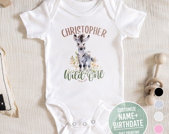 Custom baby onesie®, wild one custom girl onesie® boy onesie® custom name onesie® baby name bodysuit with name onesie with baby zebra
