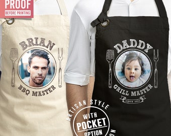 Personalized Grill Master Apron with Custom Text, BBQ Cooking Apron, Father’s Day Gift, Birthday Present for Dad, Outdoor Chef Gear