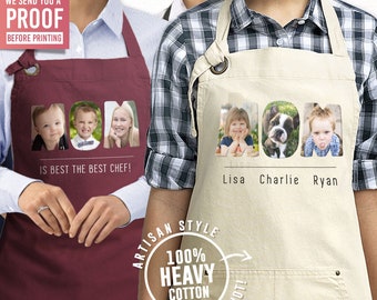 Personalized Photo Mom Apron, Custom Kids Names Kitchen Apron, Mother’s Day Gift, Father’s Day Present, Cooking Gift