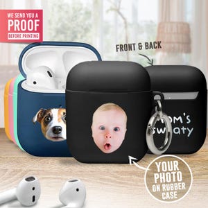 Étui photo personnalisé pour AirPods® - Étui personnalisé en caoutchouc pour le visage ou le visage d&#39;un animal de compagnie pour AirPods® Pro, cadeau pour papa ou maman