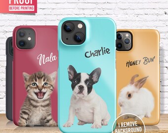iPhone Custom Photo Case, Personalized Pet Picture Print Cover, Dog Cat Portrait, Mother’s Day Gift, Father’s Day Present, Tech Accessory