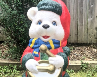 1996 TPI 33" Drummer Bear Blow Mold / Illuminated Christmas Lawn Decor / Lighted Bear and Drum Decoration / Retro Christmas / TPI Blow Mold