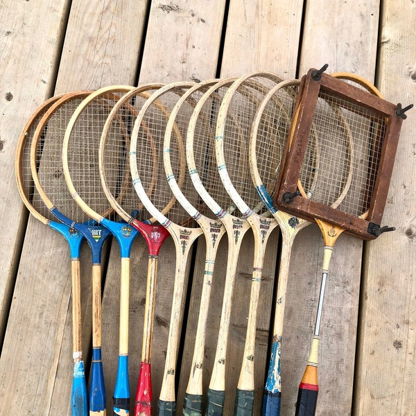 Vintage Wright & Ditson Badminton Racket with Press / Vintage Wood Badminton Rackets  / Vintage Sports Club Decor / Sport Styling / Man Cave
