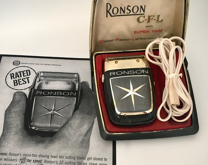 Working Ronson CFL Electric Shaver With Super Trim / Tested Mid Century