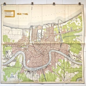 GRANDE carte géologique originale de 1952 de la Nouvelle-Orléans et des environs / historique grande carte facile / 41 x 40 po / décoration murale de la Nouvelle-Orléans
