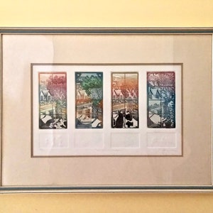 Impression d'art numérotée en édition limitée en relief / Vieux-Québec / Quatre saisons Four Seasons / Au fil des saisons à travers les saisons