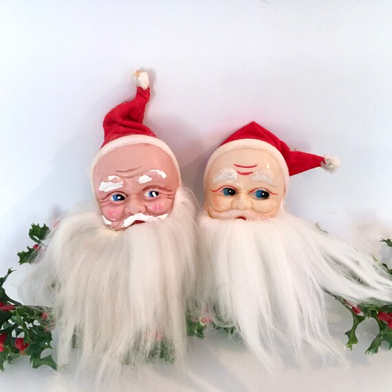 Vintage Japan Santa Face Ornaments / Santa Head Christmas Tree