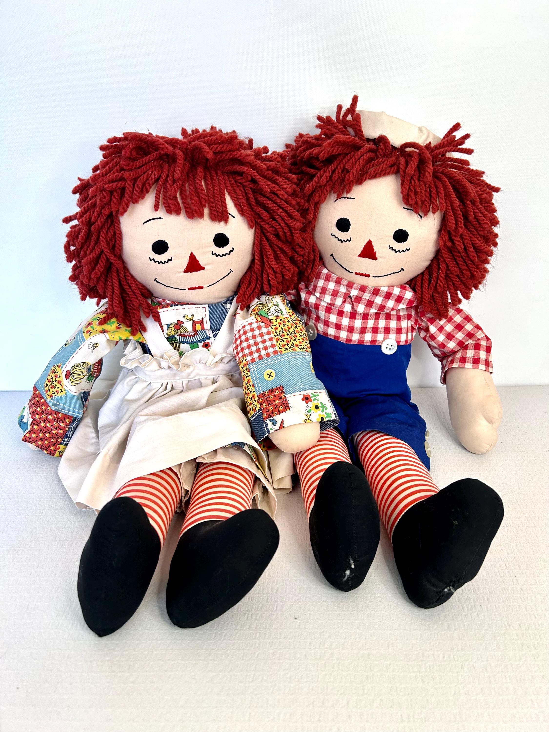 Beautiful Handcrafted Raggedy Ann & Andy Dolls / Folk Art Cloth