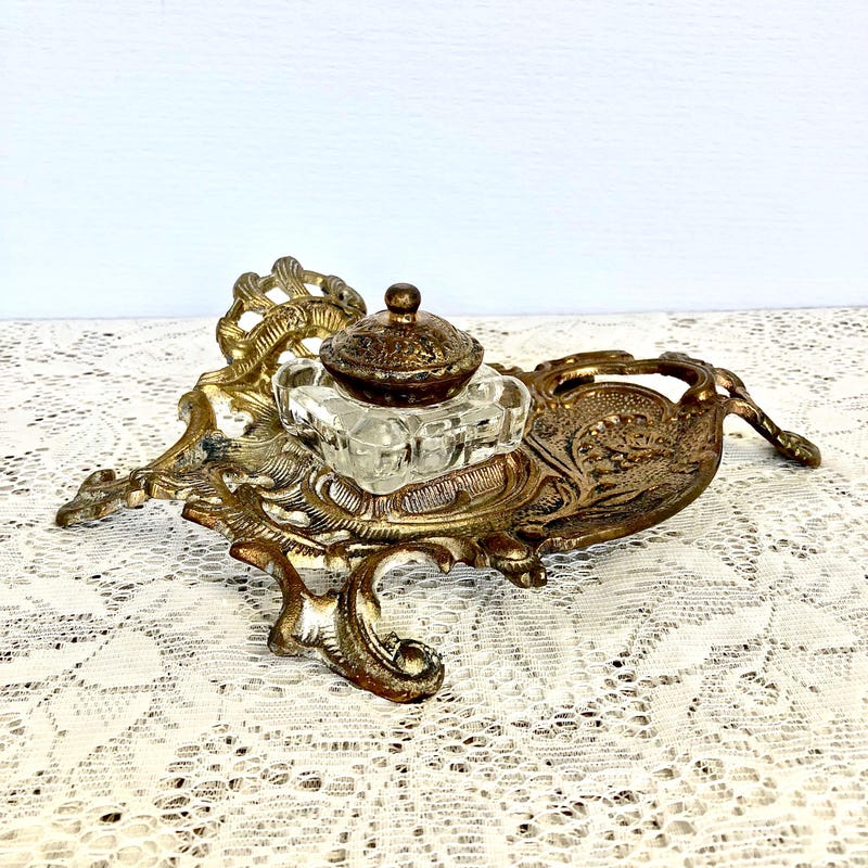 Old Glass Inkwell - Etsy