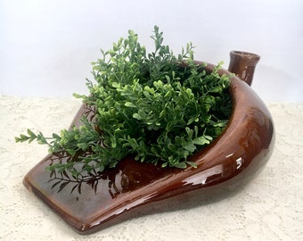 Ceramic Bedpan / Ironstone Urinal / Pottery Bedpan Planter / Unique Succulents Pot / Vintage Bathroom Decor /  Air Plant Wall Pocket Pot