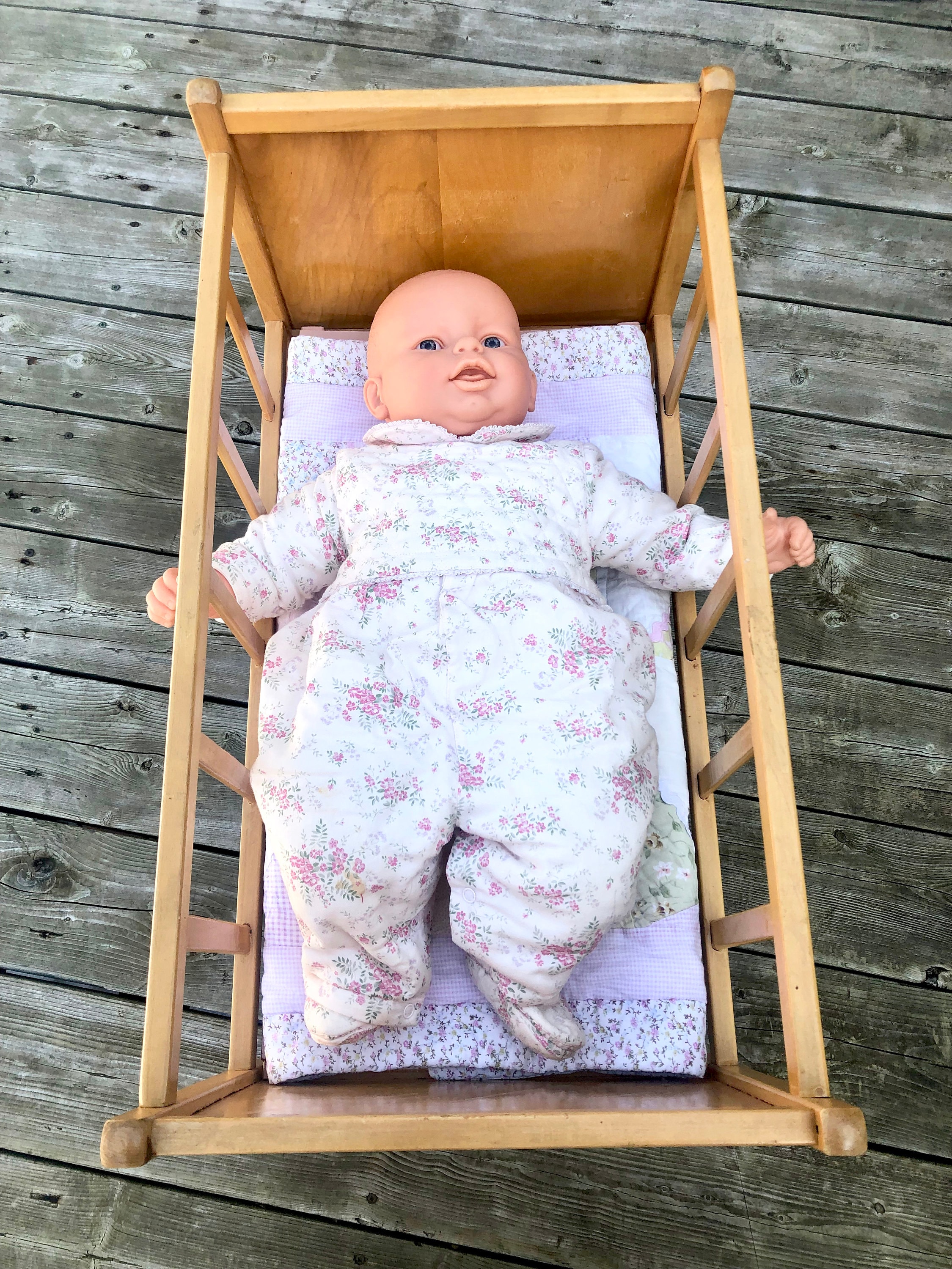 Vintage Baby Cradle Wood Rocking Child Furniture Wooden Cottage Chic  Farmhouse Nursery Decor Decorative Retro Prop Gift for Favorite Doll -   Finland