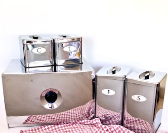 Vintage Krestline Speco Chrome Bread Box Canister MCM Wall Kitchen