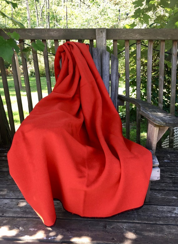 Red Wool Camp Blanket With Black Blanket Stitch Edging Full Size Double Bed 67 X 80 Rustic Cabin Decor Lodge or Cottage Blanket Etsy Canada