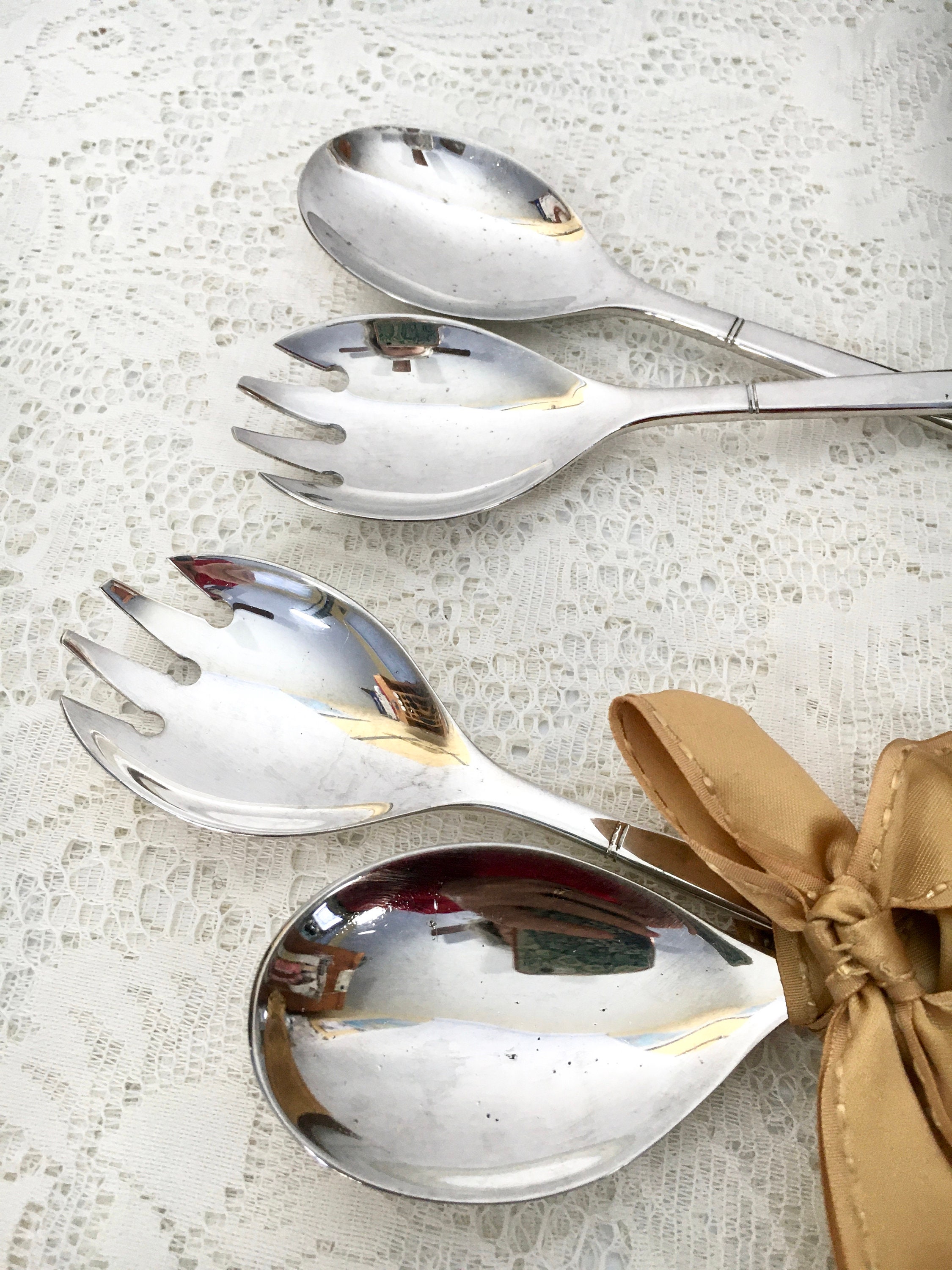 Two 2 Sets Salad Serving Utensils / Serving Utensils / Fine Etsy Canada