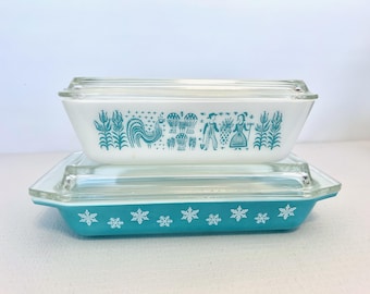 Pyrex Amish Butterprint Refrigerator Dish OR Snowflake Space Saver Casserole  Dish / Milk Glass Bakeware Choice / C 50s–60s / Grandmacore