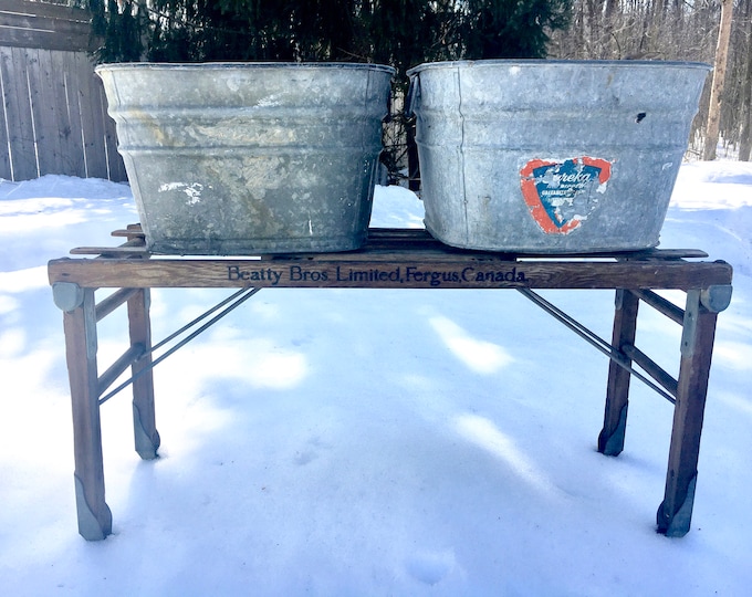 Antique Washtub Bench / Beatty Bros. Ltd. Fergus, Canada / BT Tub Bench / Folding Washtub Stand