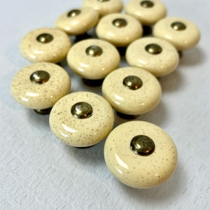 Set of 12 Porcelain Mushroom Drawer Pulls / Vintage Style Speckled Ivory Cabinet Knobs / Restoration Hardware / Furniture Makeover